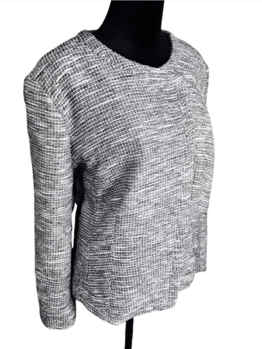 Liz Claiborne Black and White Open-Front Knit Cardigan - Picture 4 of 5